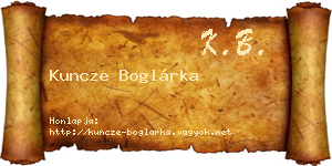 Kuncze Boglárka névjegykártya